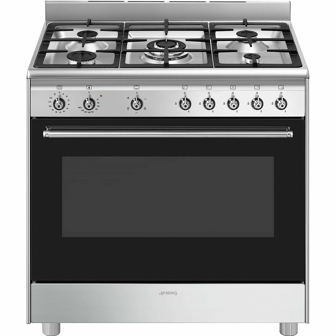 Smeg Classic Cooker 90 cm Gas/Gas Inox w/Black Door