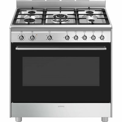 Smeg Classic Cooker 90 cm Gas/Gas Inox w/Black Door