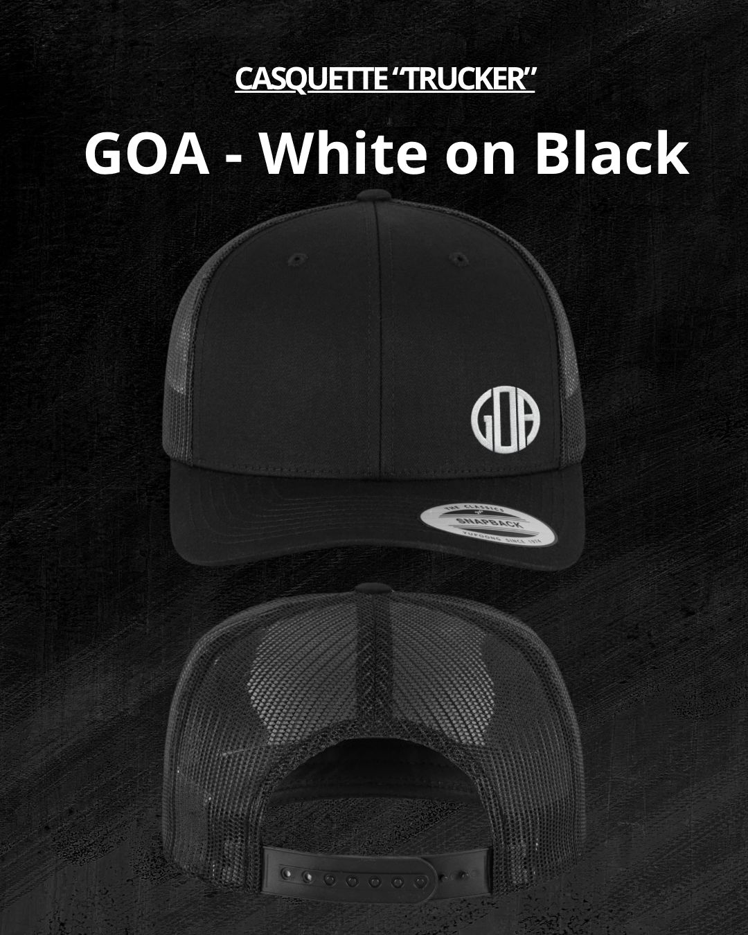 Casquette « Trucker » GOA WHITE ON BLACK