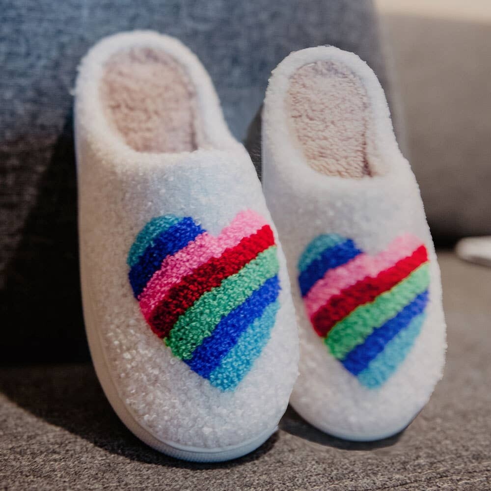 Rainbow Heart Sherpa Slipper