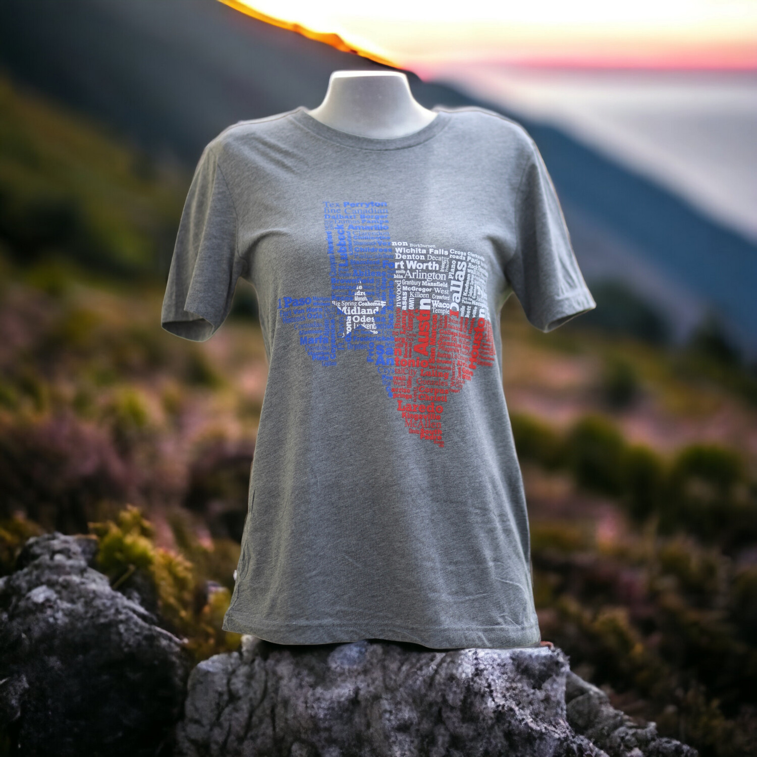 Grey Texas Cities Short Sleeve T Shirt