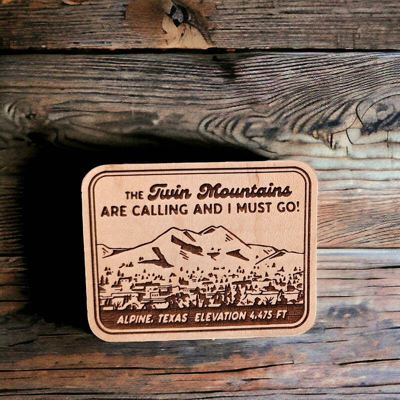 Twin Mountains Wood Magnet
