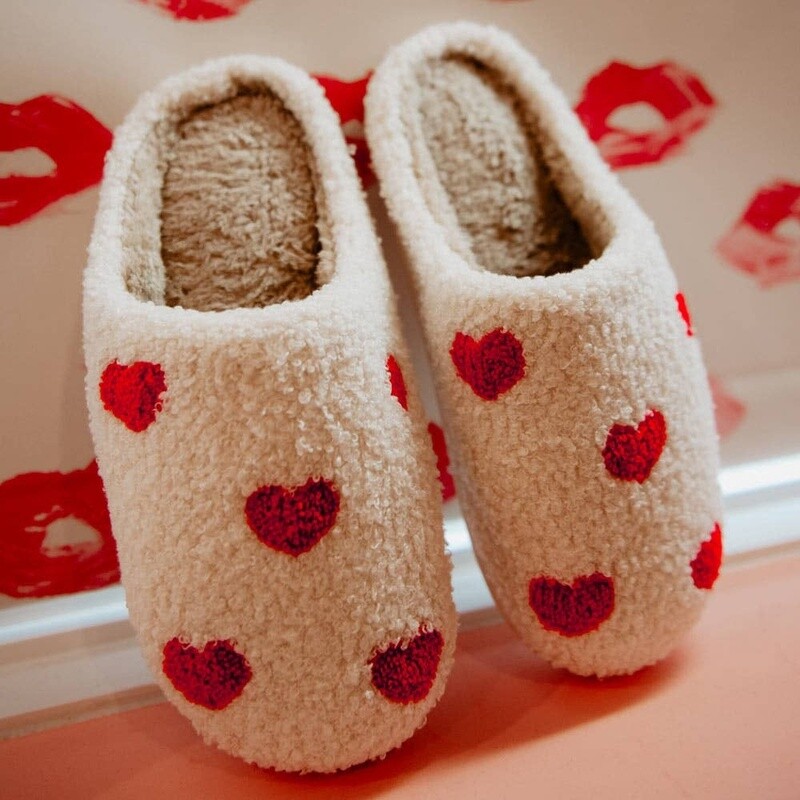 Hearts All Over Sherpa Slippers