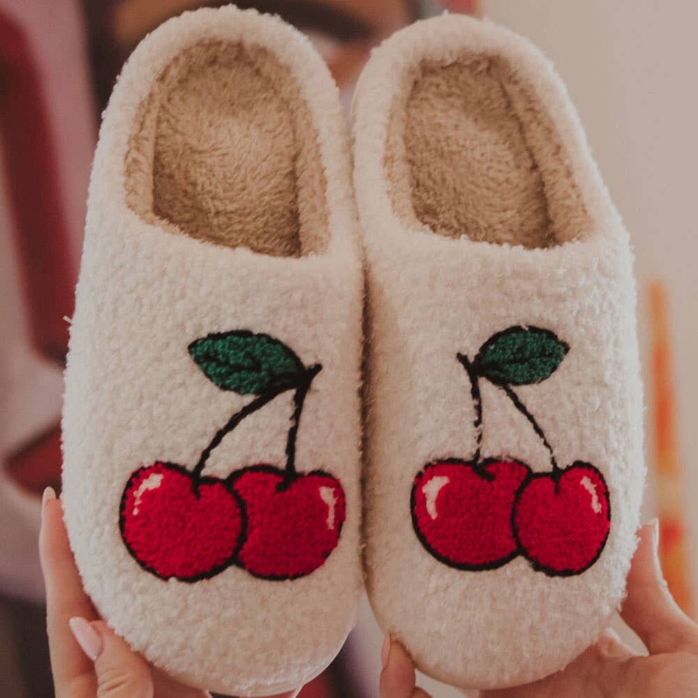 Cherry Stem Sherpa Slippers