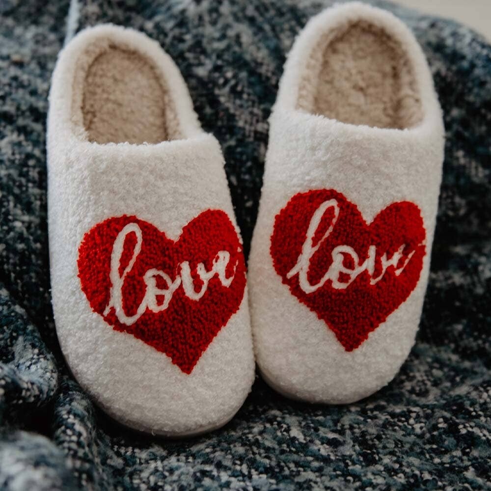 Heart With Love Sherpa Slippers