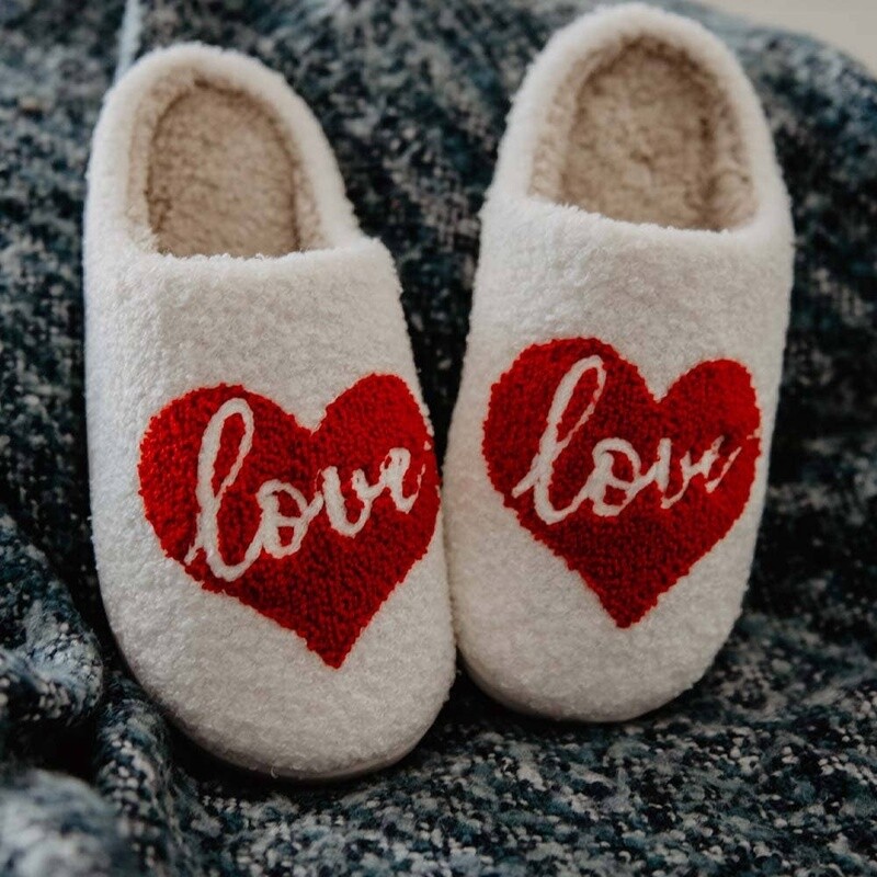 Heart With Love Sherpa Slippers