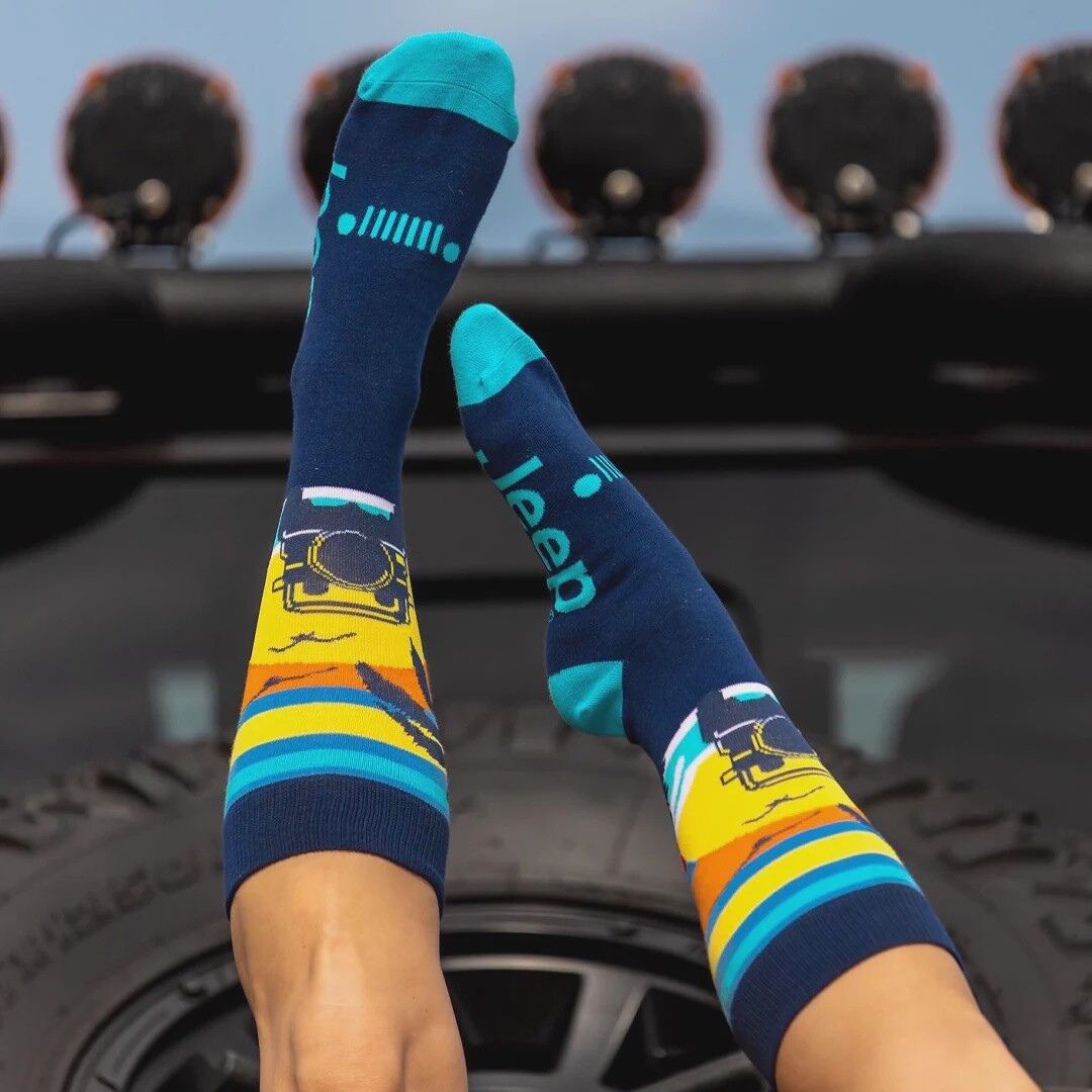 Jeep Beach Sunset Socks - Blue