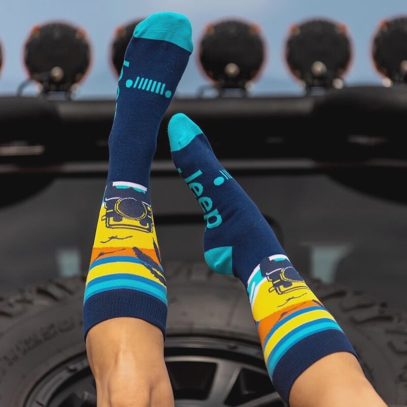 Jeep Beach Sunset Socks - Blue