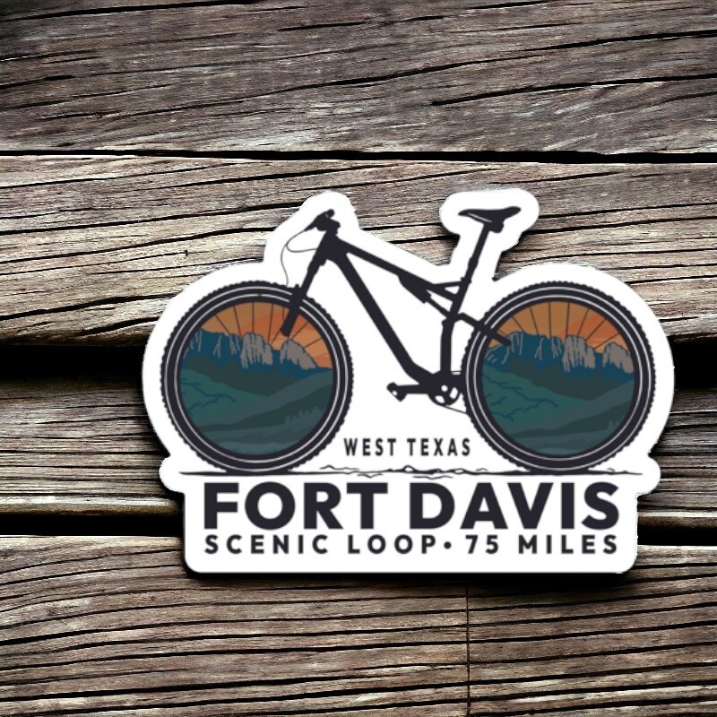 Bike with Mountains Fort Davis Sticker