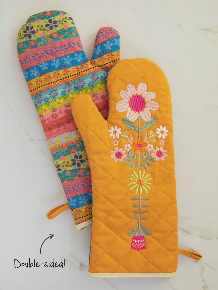 Bake Happy Floral Double-Sided Oven Mitt