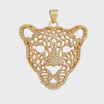 Pave Leopard Face Charm