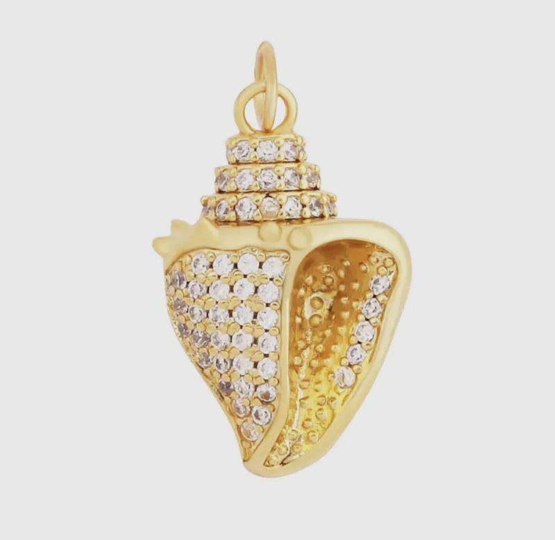 Large Pave Seashell Charm Style 2