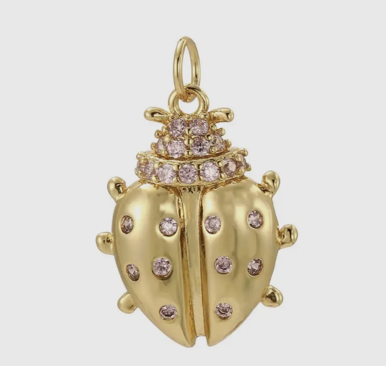 Pave Pink Ladybug Charm