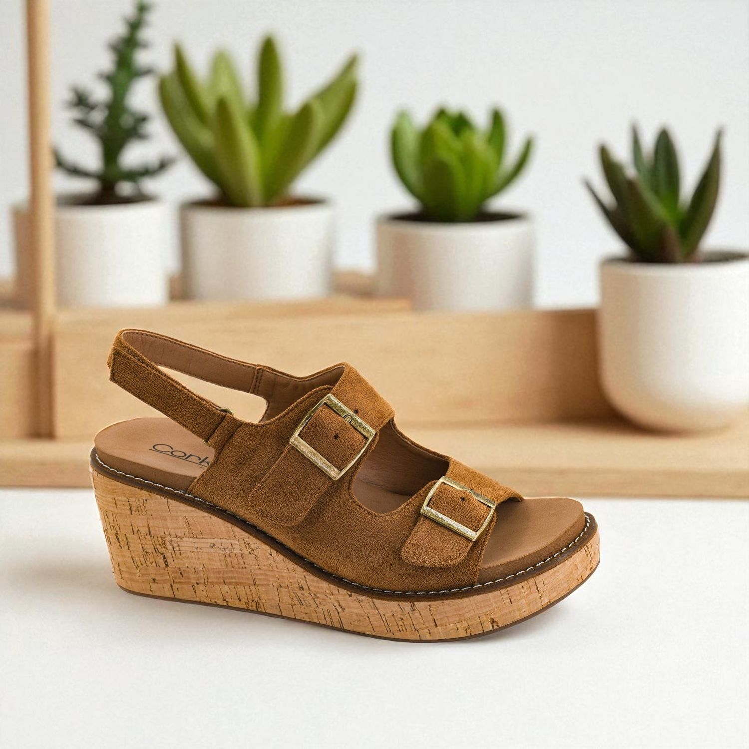 My 2 Cents Wedges - Tobacco Faux Suede