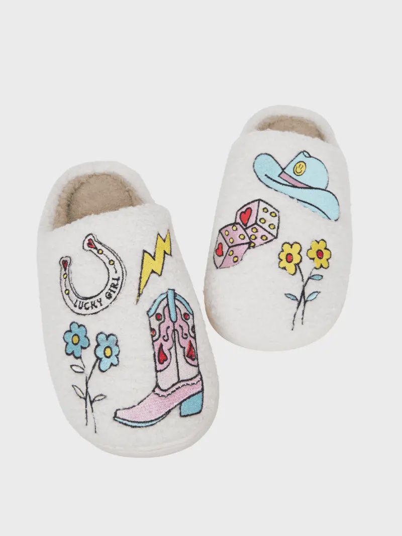 Lucky Cowgirl Icons Cozy Slippers