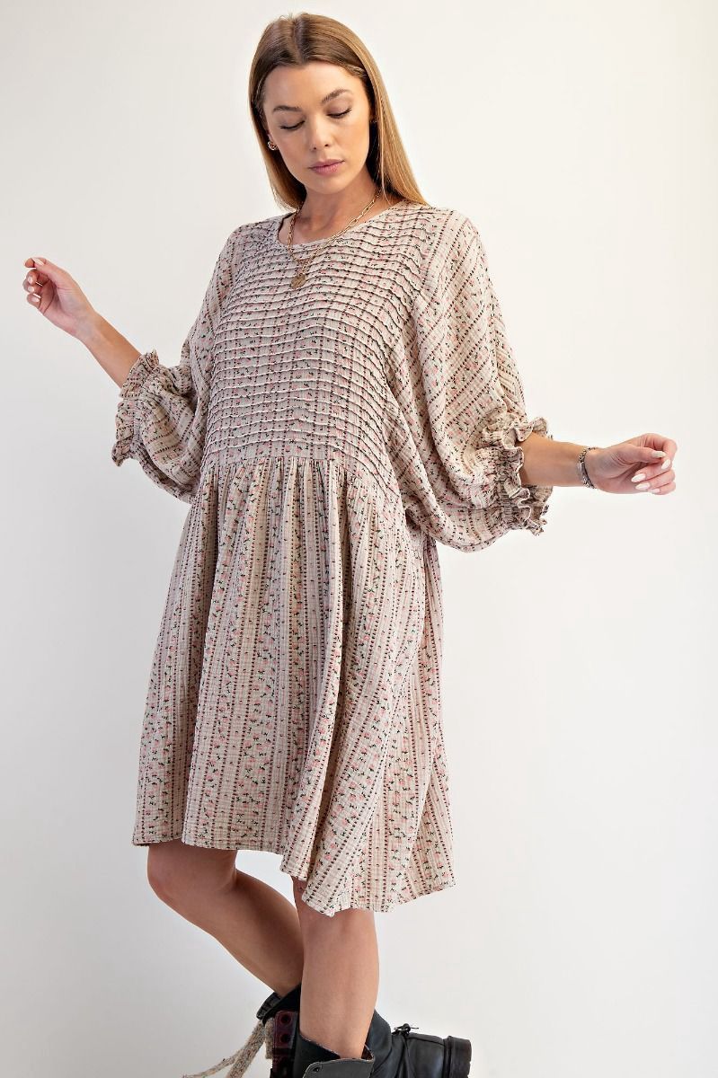 Floral Printed Washed Cotton Gauze Dress