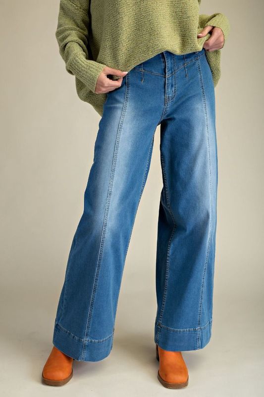 Washed Stretch Denim Pants