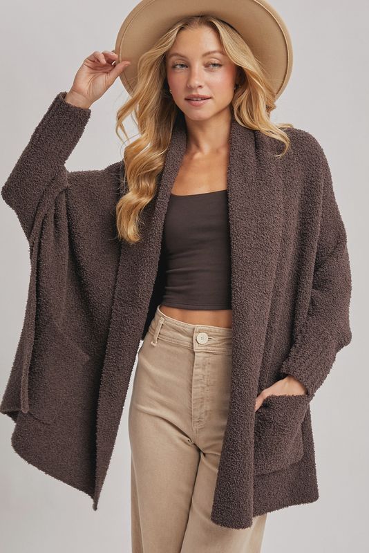 Espresso Boucle Knit Cardigan