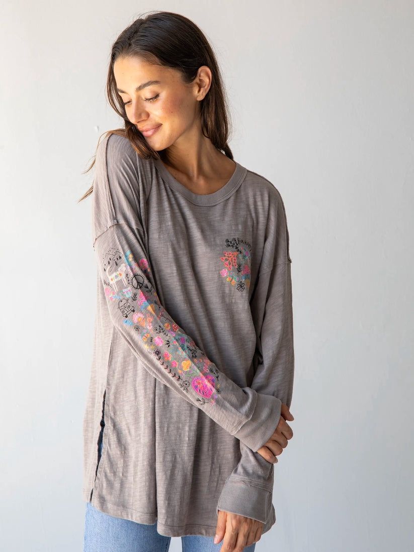 Oversized Doodle Tee - Ash