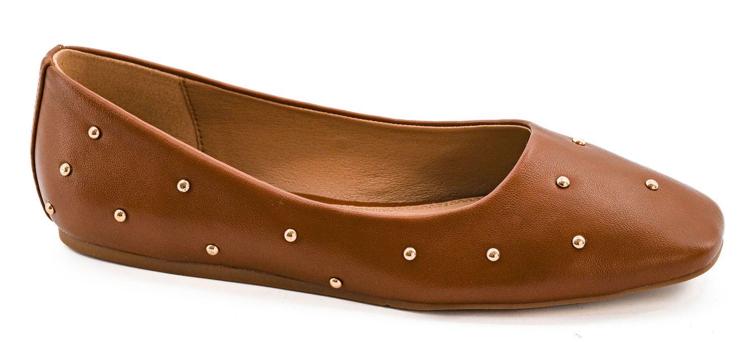 Don't Be Rude Studded Flats - Cognac