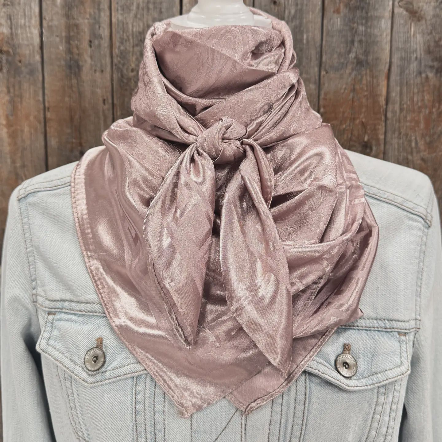 Tan Jacquard Wild Rag Scarf