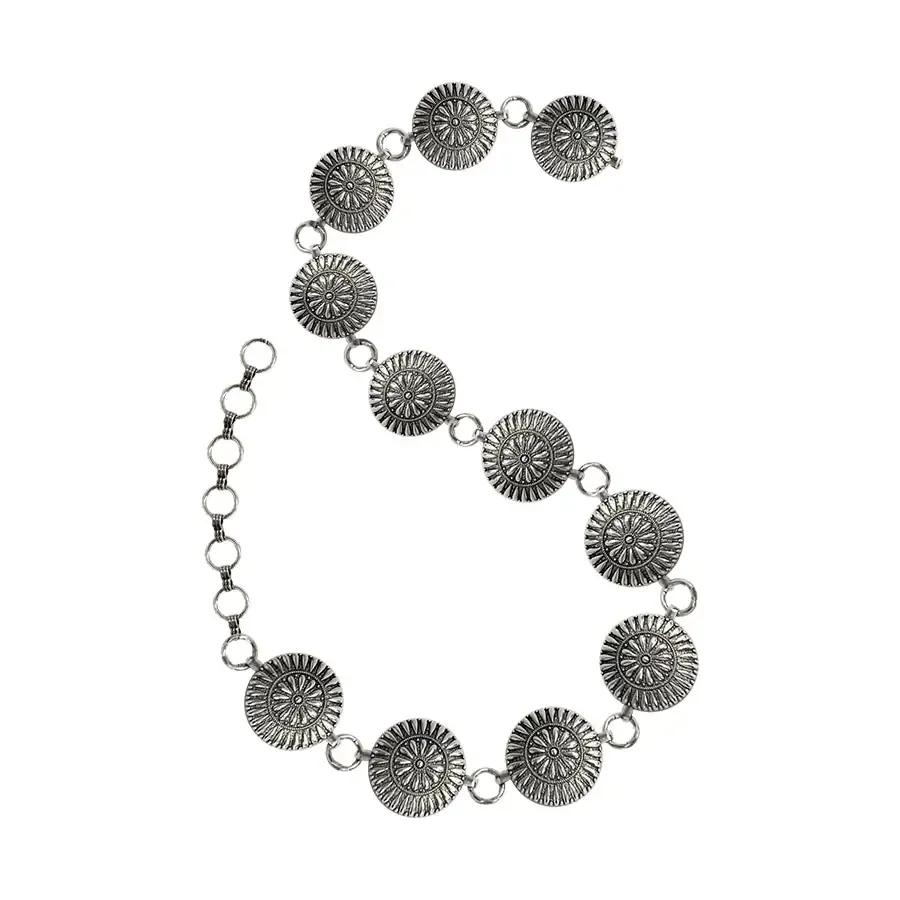 Western Metal Concho Chain Belt - Round