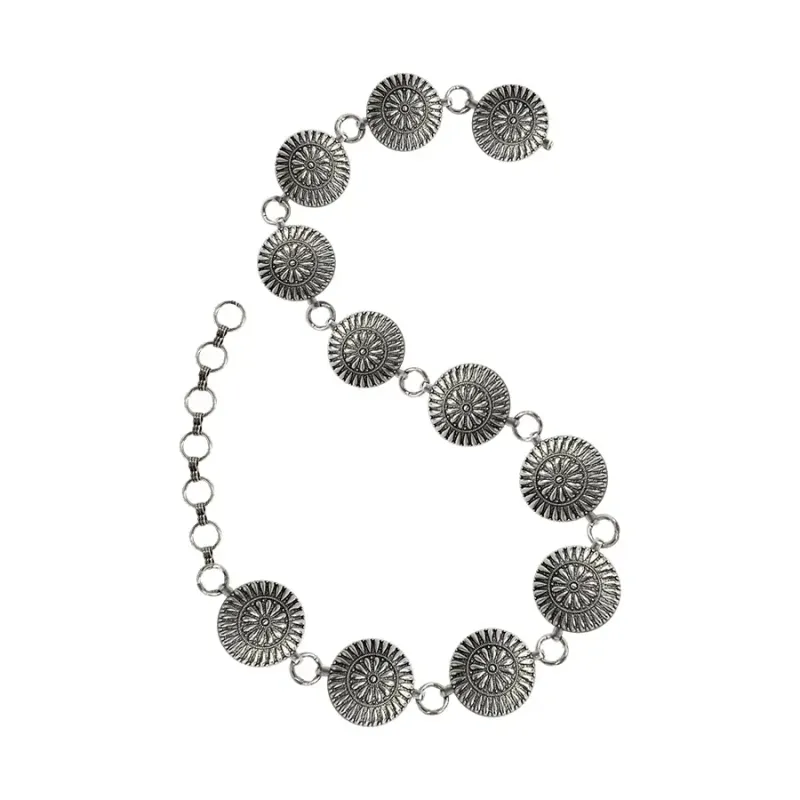 Western Metal Concho Chain Belt - Round
