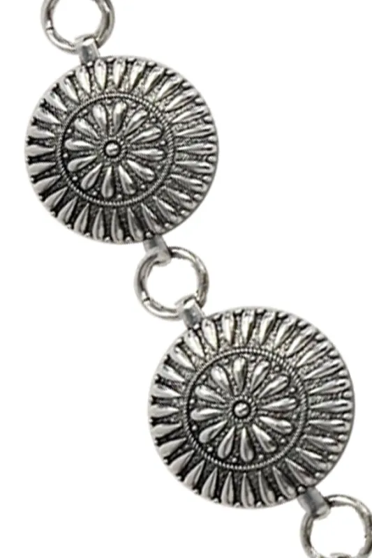Western Metal Concho Chain Belt - Round