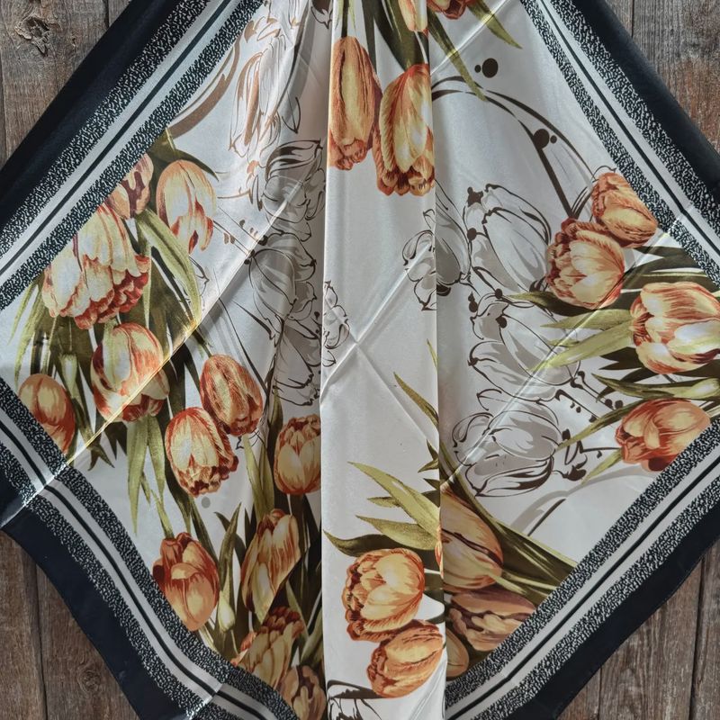 Black &amp; White Floral Wild Rag Scarf