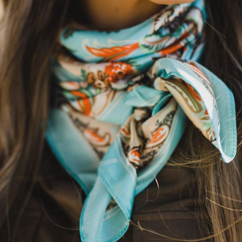 Turquoise That So 70's Paisley Wild Rag Scarf