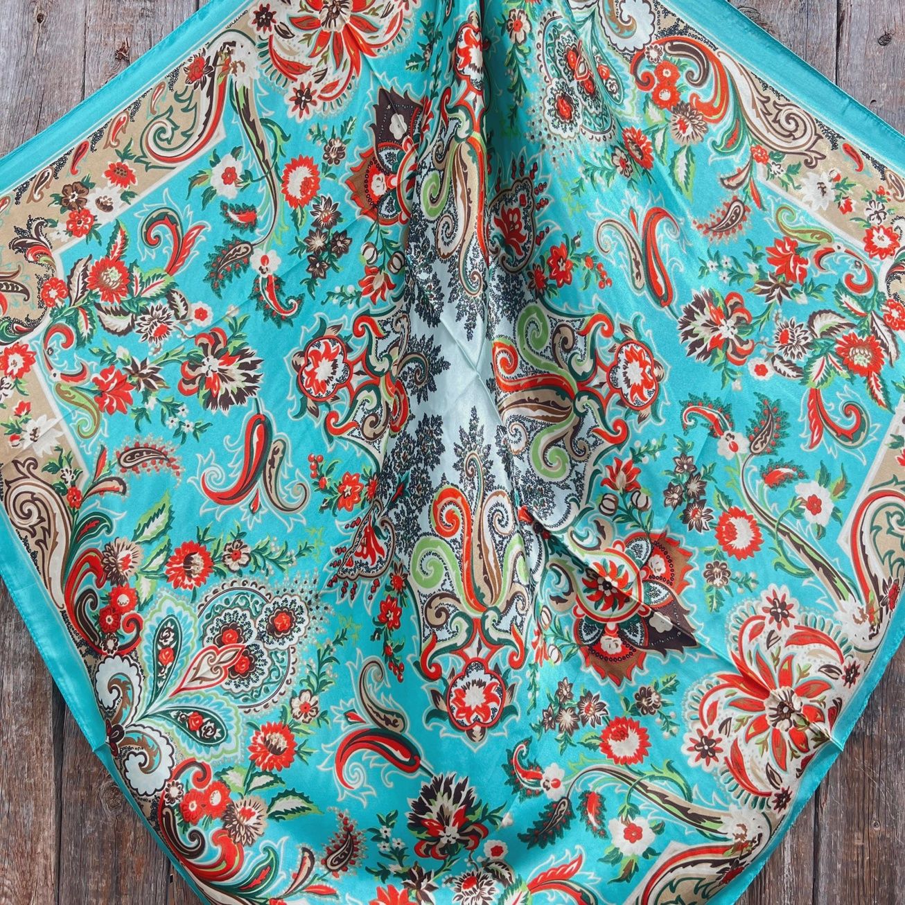 Turquoise That So 70's Paisley Wild Rag Scarf