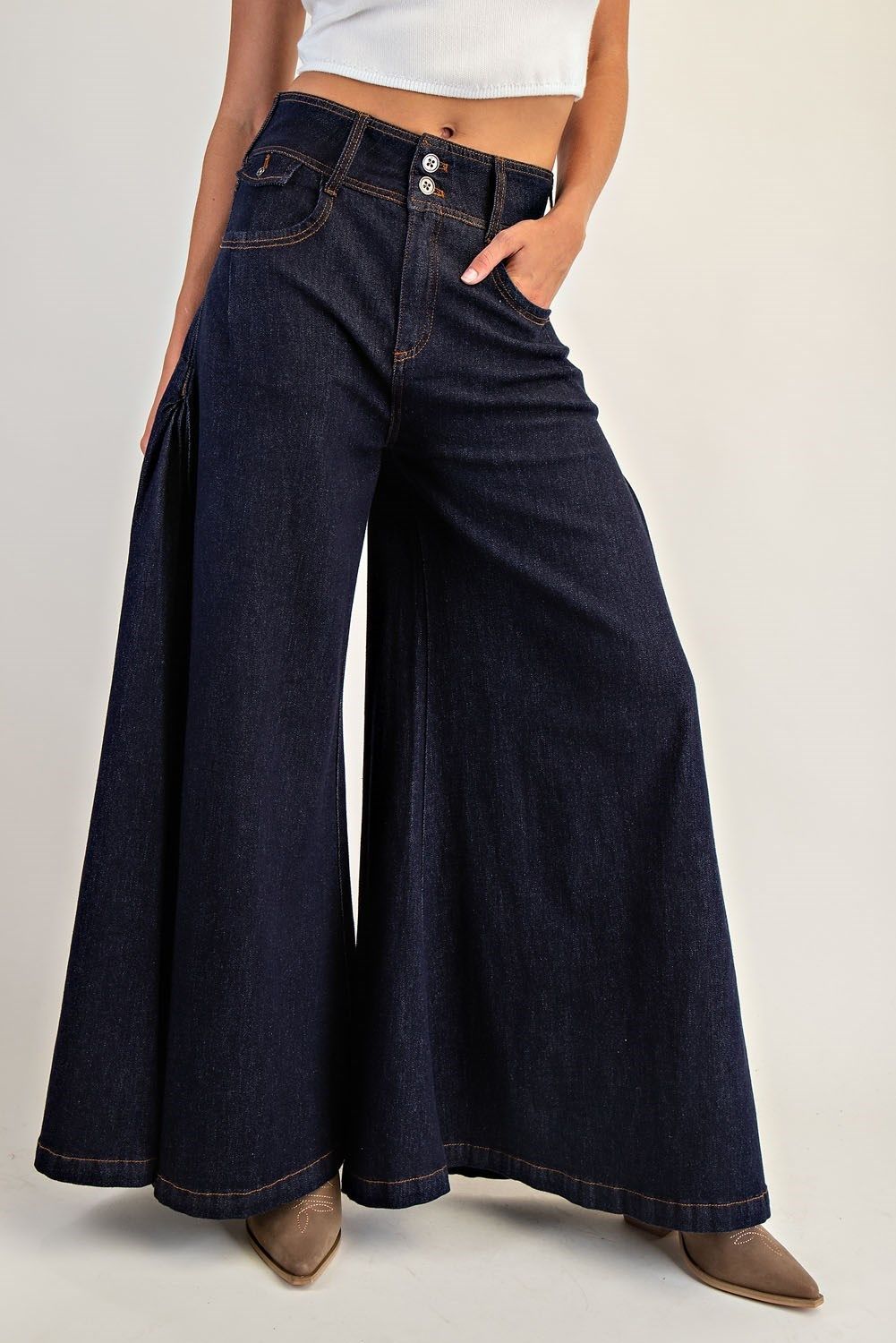 Dark Denim Extra Wide Palazzo Jeans