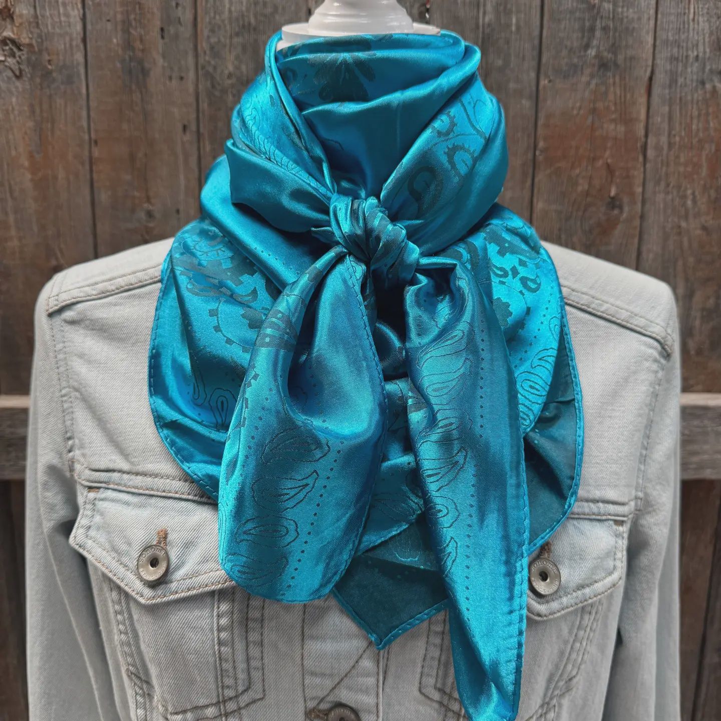 Teal Jacquard Wild Rag Scarf