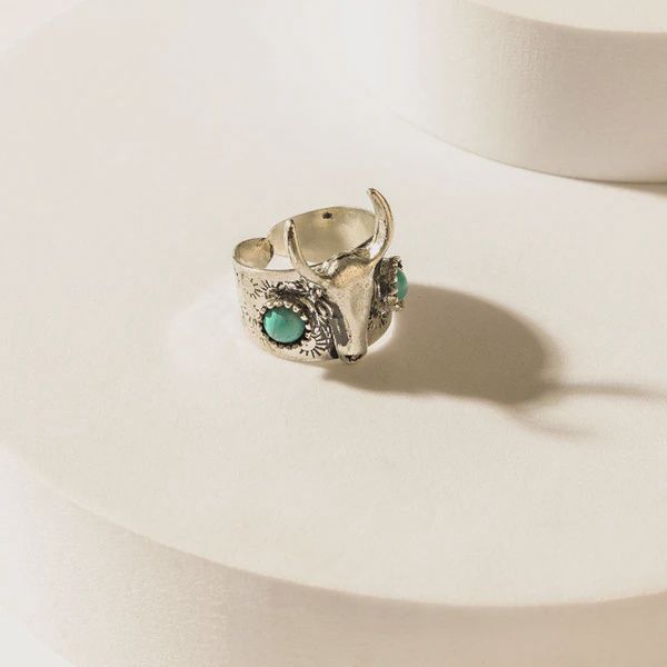 Longhorn Vow Ring in Sage Steel