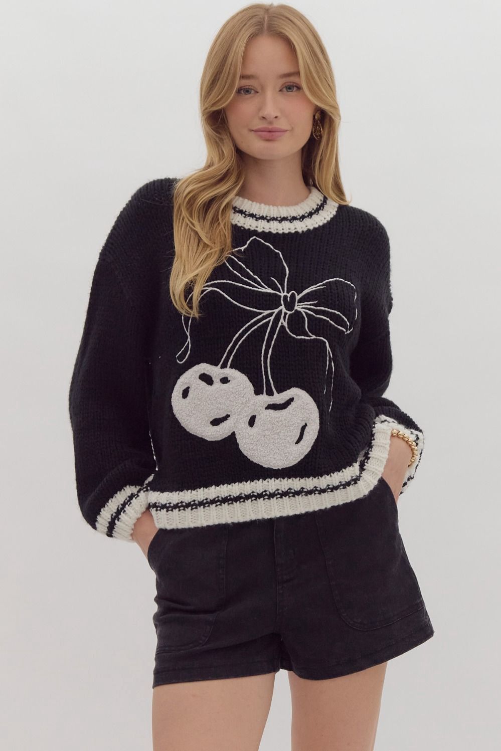 Drop Shoulder Sweater - Black Cherry