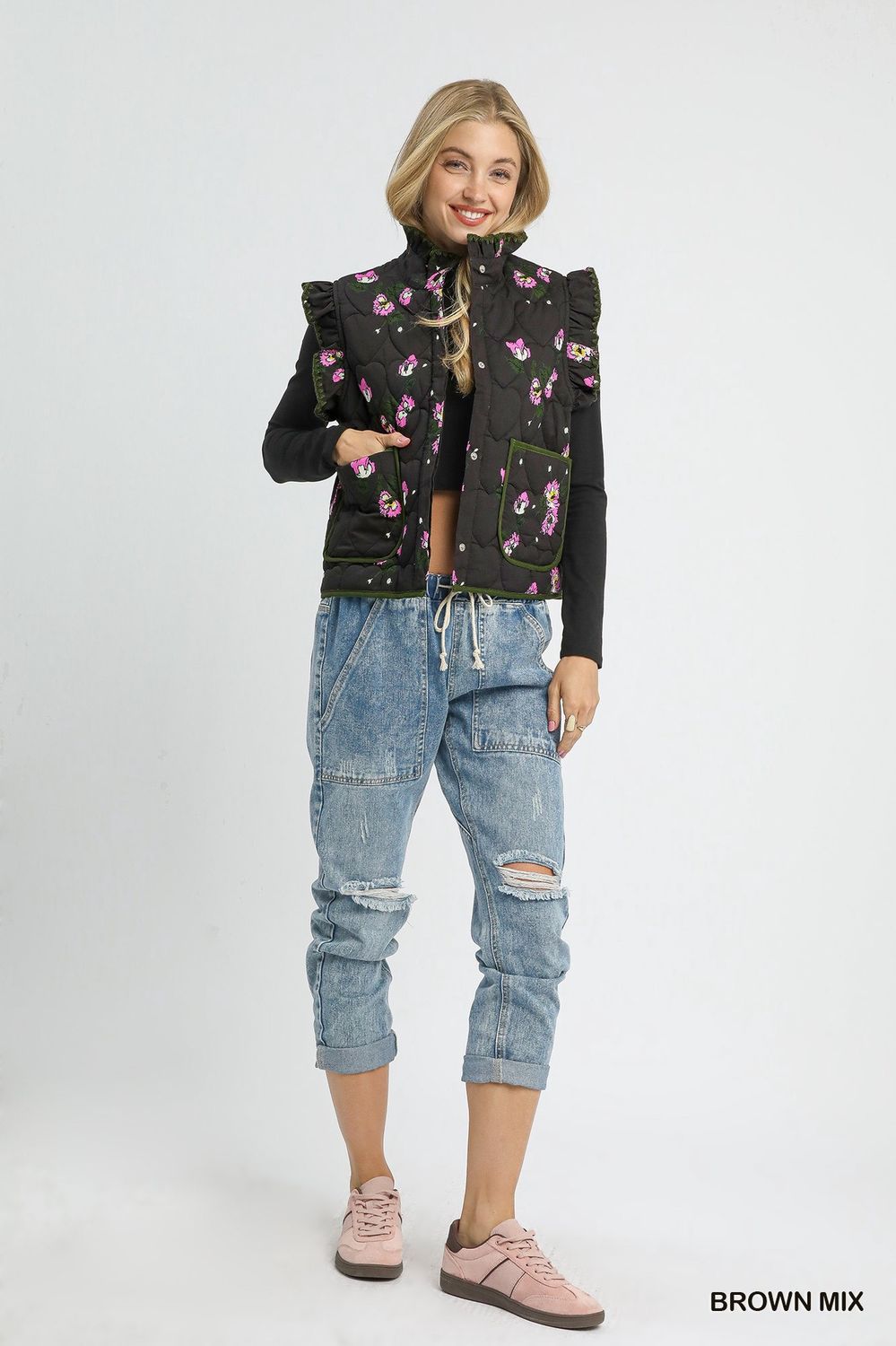 Quilted Floral Vest