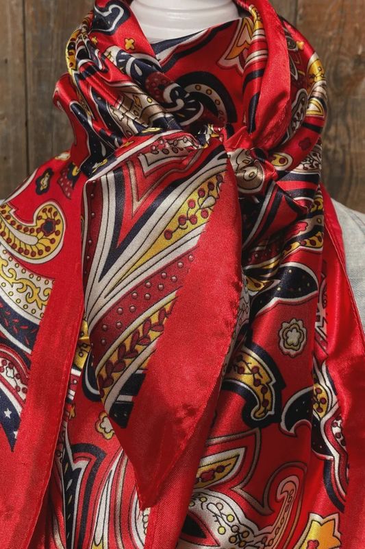 Red Hippie Paisley Wild Rag Scarf