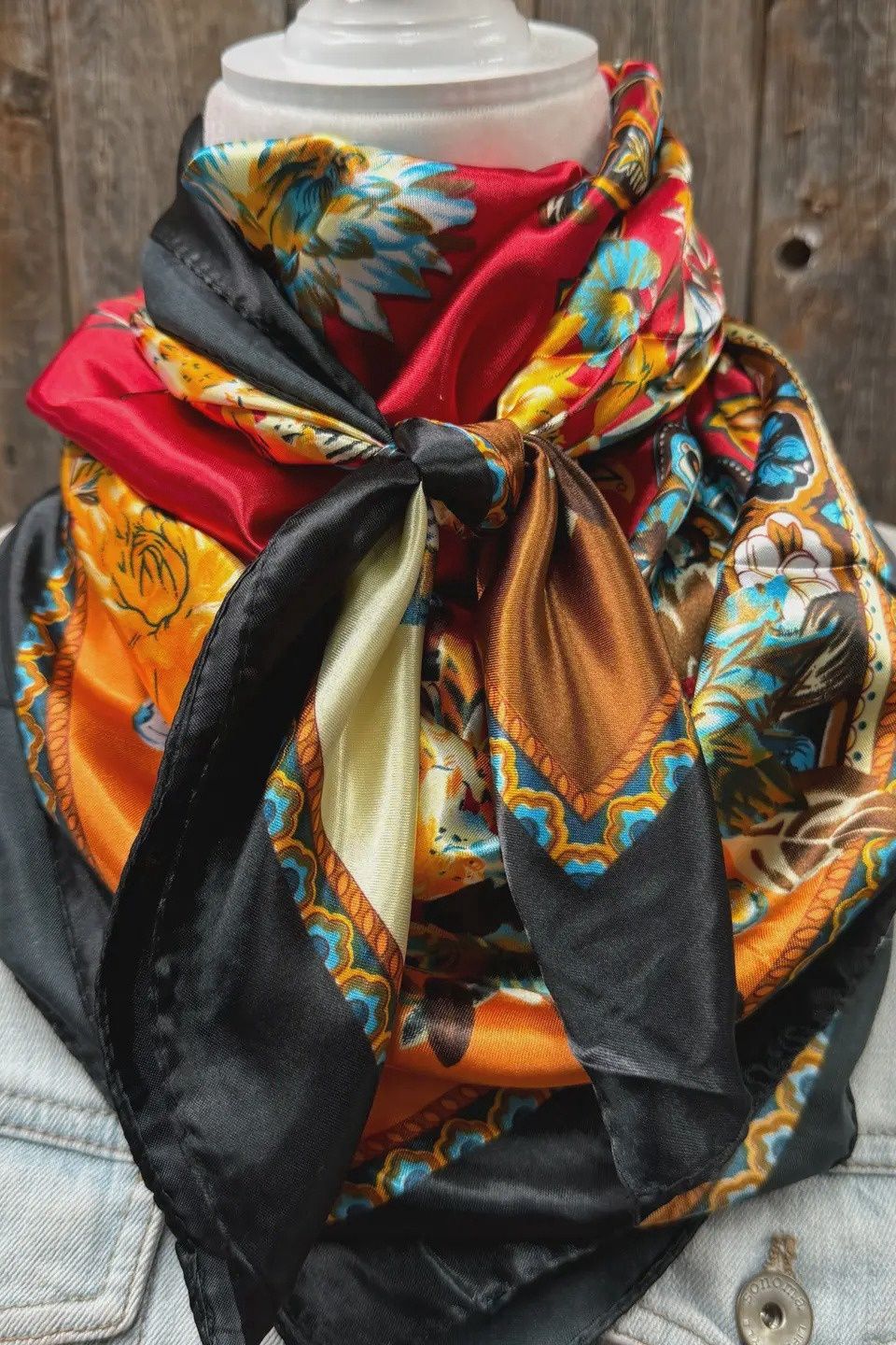 Black &amp; Red Floral Paisley Wild Rag Scarf