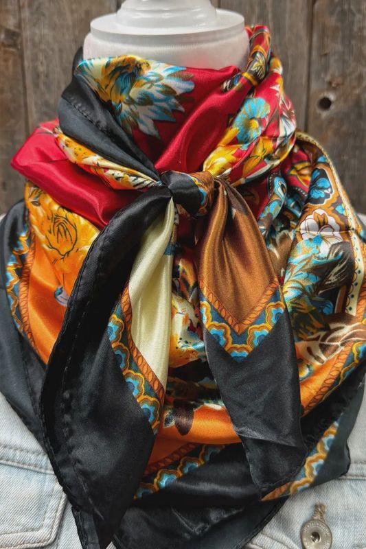 Black &amp; Red Floral Paisley Wild Rag Scarf