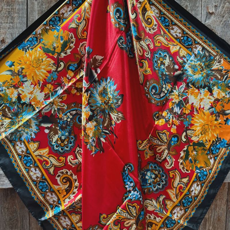 Black &amp; Red Floral Paisley Wild Rag Scarf