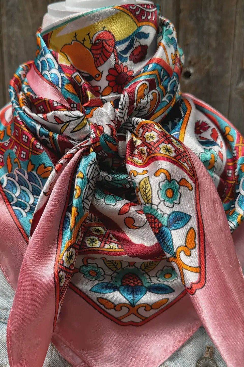 Pink Multi Pattern Wild Rag Scarf