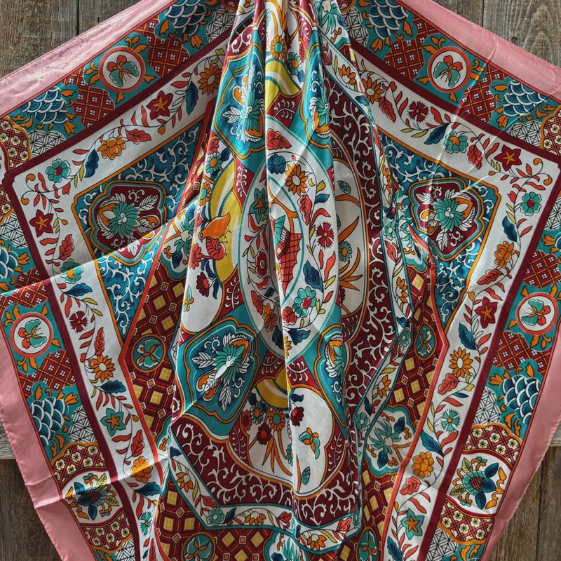 Pink Multi Pattern Wild Rag Scarf
