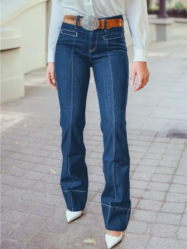 Western Center Seam Deep Wash Straight Jeans
