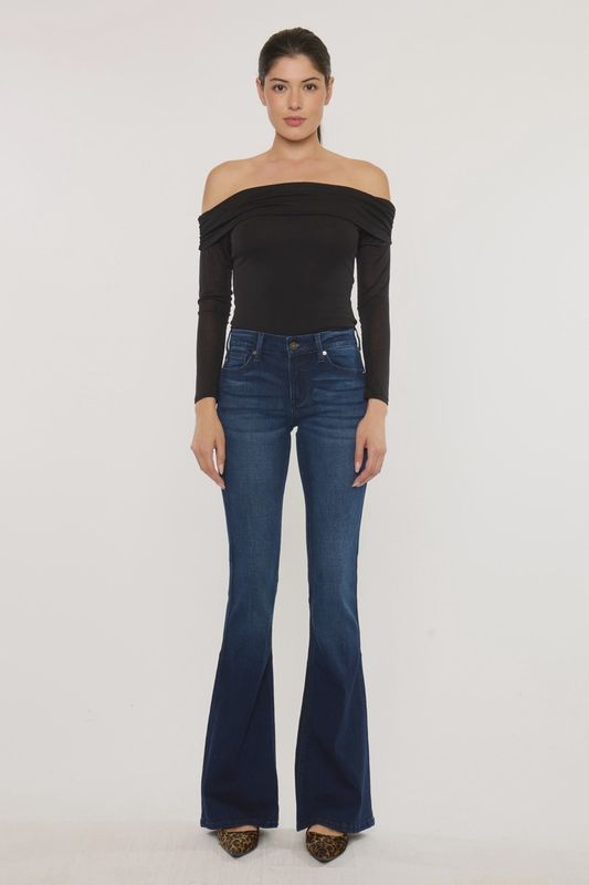 Mid Rise Dark Wash Flare Jeans