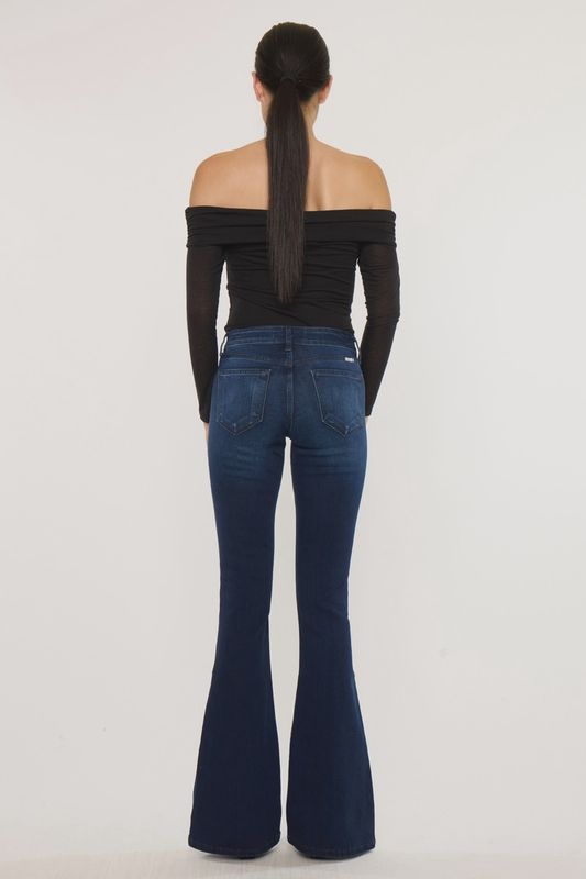 Mid Rise Dark Wash Flare Jeans
