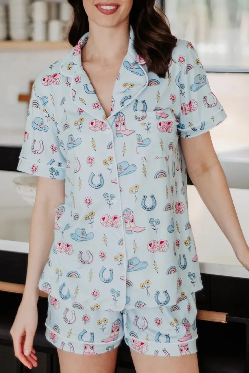 Lucky Cowgirl Two-Piece Pajama Short Set