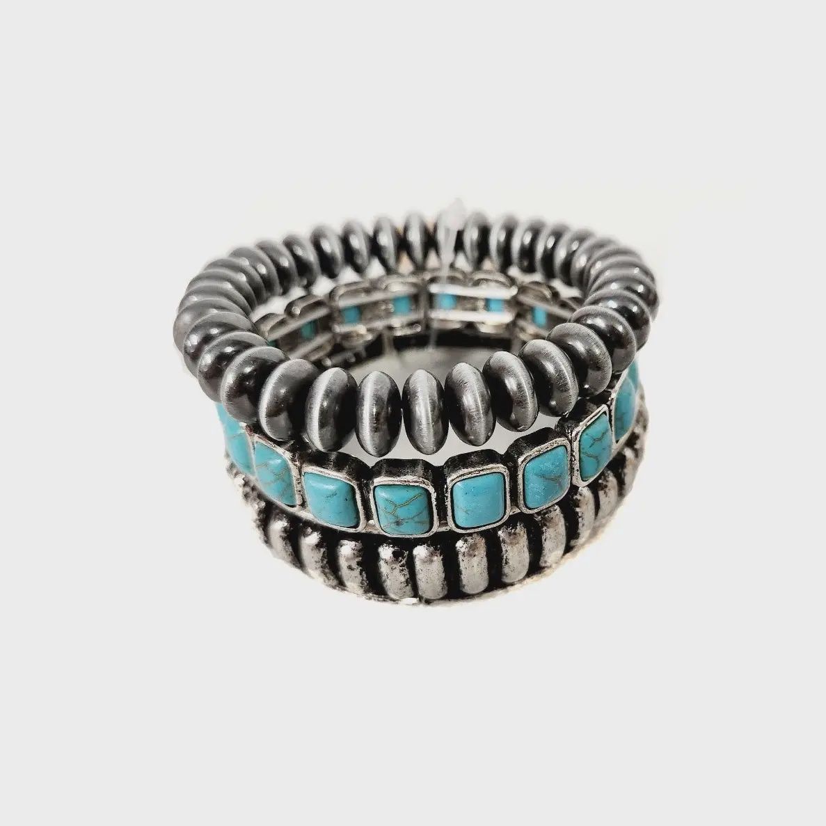 Western 3 Layer Stackable Stretch Bracelet