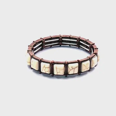 Copper &amp; White Turquoise Stone Stretch Bracelet
