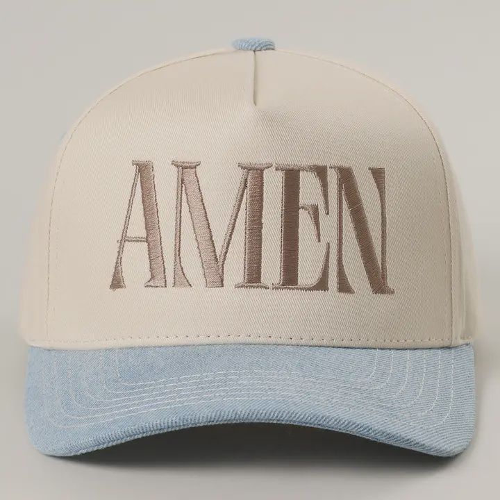 Amen Embroidery Trucker Hat - Light Denim
