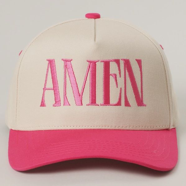 Amen Embroidery Trucker Hat - Hot Pink